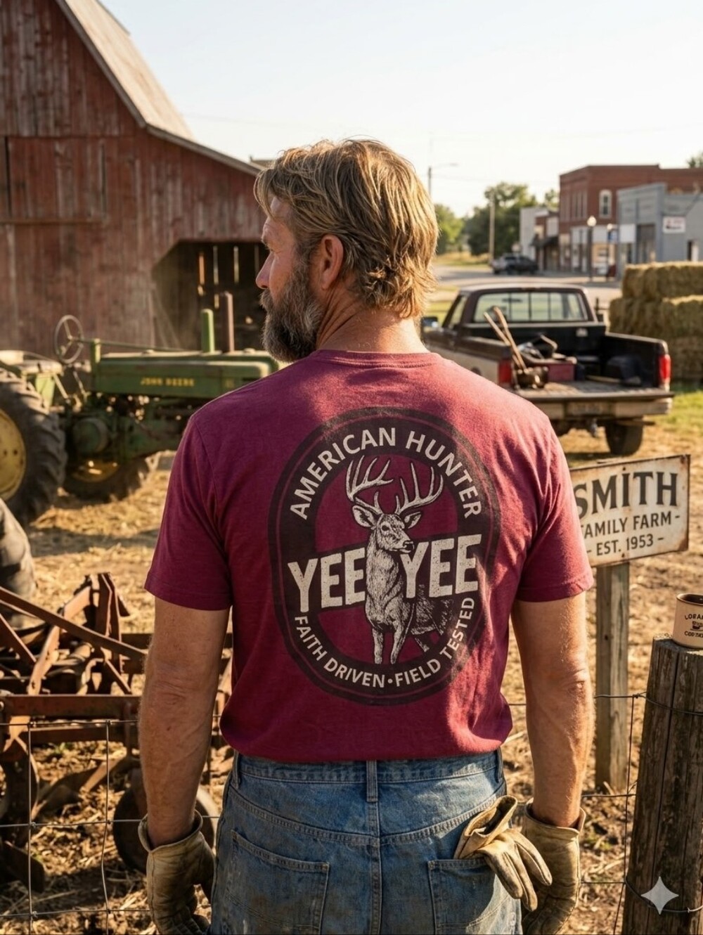 Yee Yee Men's Short Sleeve Crewneck T-Shirt in Burgundy